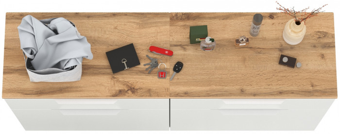 Октава 16.127 Тумба для обуви + 16.127 Тумба для обуви, белый шагрень/дуб крафт золотой/фасады МДФ белый шагрень