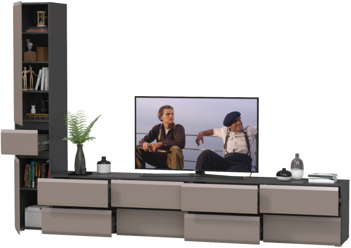 Сидней Комплектация № 132, корпус: антрацит/фасады: МДФ веллюто капучино