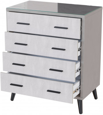 Комод интерьерный Ланс светло-серый/мдф холст белый