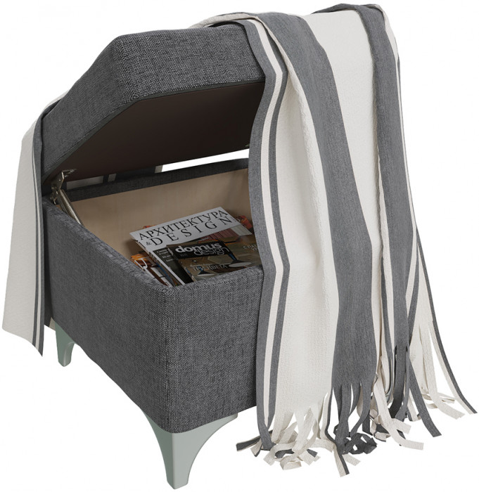 Банкетка 6-5113ТКсерая Жозефина-2, ткань серая, ШхГхВ 46х46х45 см., под сиденьем есть ниша