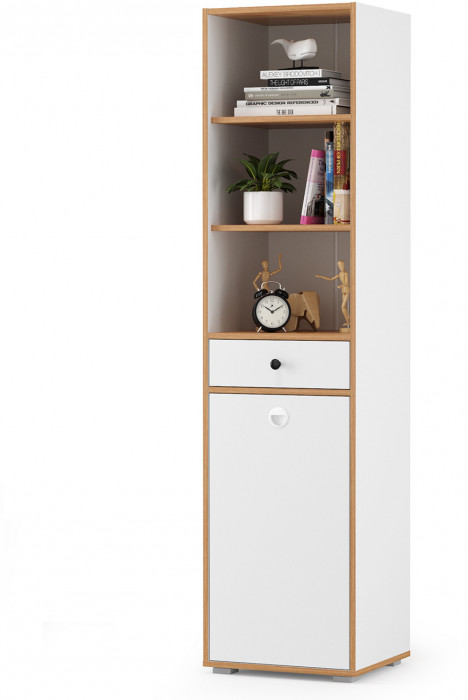 Вуди Компоновка № 15, цвет белый премиум/дуб крафт золотой, ШхГхВ 310х52,7х180,3 см., универсальная сборка