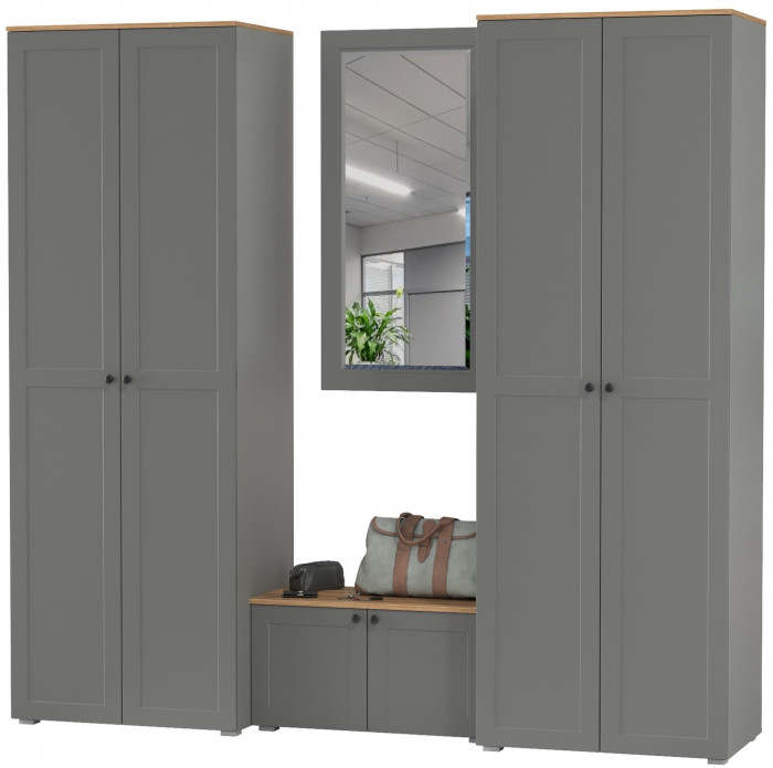 Остин Прихожая 30, серый графит/дуб крафт золотой