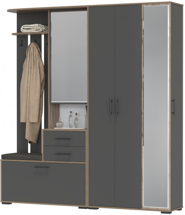 Прихожая Домино 5, дуб крафт табачный/графит