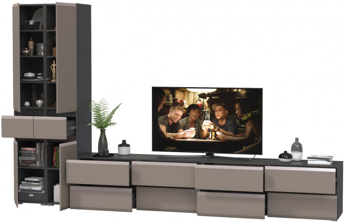 Сидней Комплектация № 133, корпус: антрацит/фасады: МДФ веллюто капучино