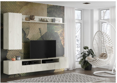 Стенка ТВ Соло-16 ЛДСП (Дуб Крафт белый)