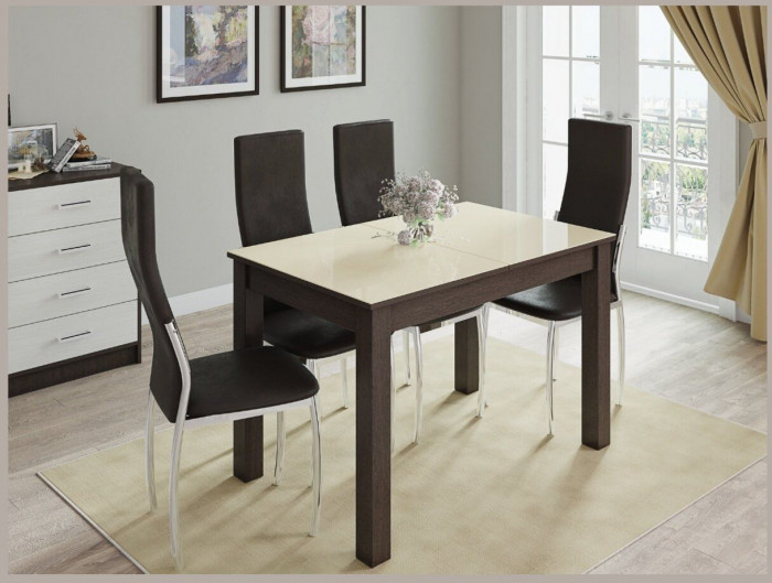 Стол обеденный Бруно 1000х600 венге/лакобель ваниль