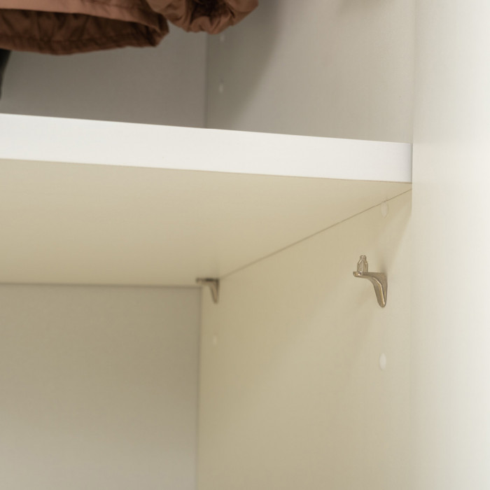 Октава 13.338 Шкаф для одежды + 13.228 Пенал, белый шагрень/дуб крафт золотой/фасады МДФ белый шагрень/зеркало