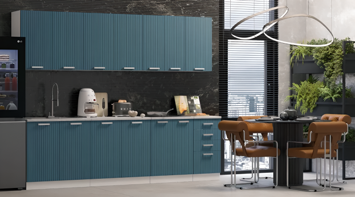 Кухонный гарнитур МДФ Вельвет 2,6м, Бриз/Белый (МДФ)