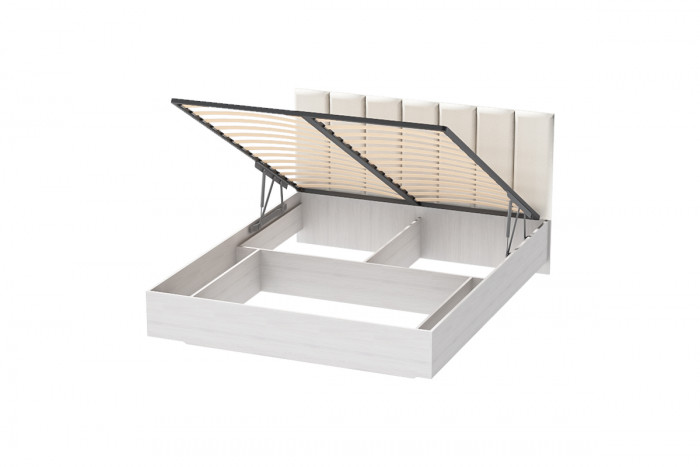 Кровать 1,6 арт.031-М1 (Полосы) - Ясень Анкор Светлый/Sontex Milk (ПМ)