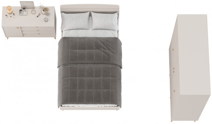 Афина Спальня 11-1200, цвет кашемир серый, сп.м. 1200х2000 мм., б/м, основание есть - фанера