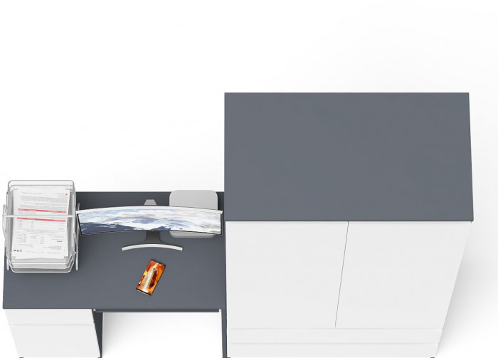 Мори Стол компьютерный МС-1 левый + Шкаф МШ900.1, цвет графит/белый, ШхГхВ 180,4х50,4х179,6 см., выдвижной ящик слева, НЕ универсальная сборка