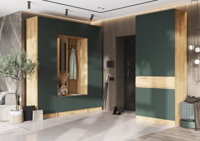 Модульная прихожая Роджина, Дуб крафт/Изумрудный