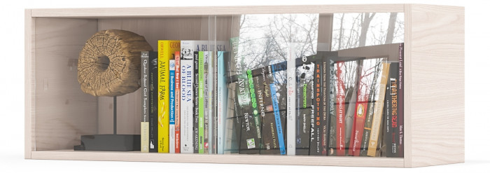 Полка книжная С-МД-КН01, цвет ясень шимо светлый, ШхГхВ 83х25х30 см., стеклянные дверцы