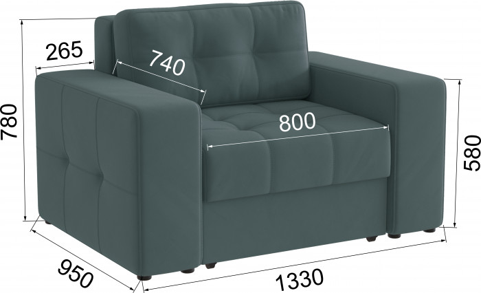 Кресло-кровать Верден, Серый