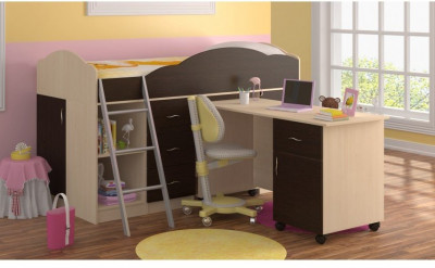 Кровать-чердак Дюймовочка-5.2, Венге