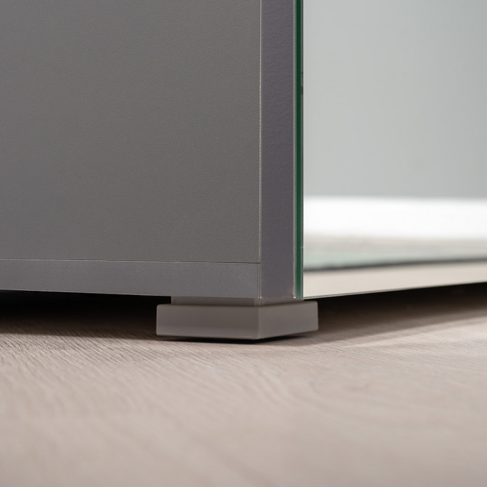 Октава 13.338 Шкаф для одежды + 13.228 Пенал, серый графит/дуб крафт золотой/фасады МДФ серый графит и зеркало