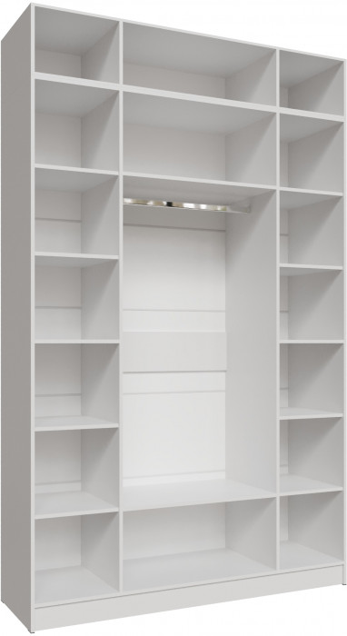 Шкаф 1,6 с антресолью и зеркалом Мадрид, Белый/Ателье светлое