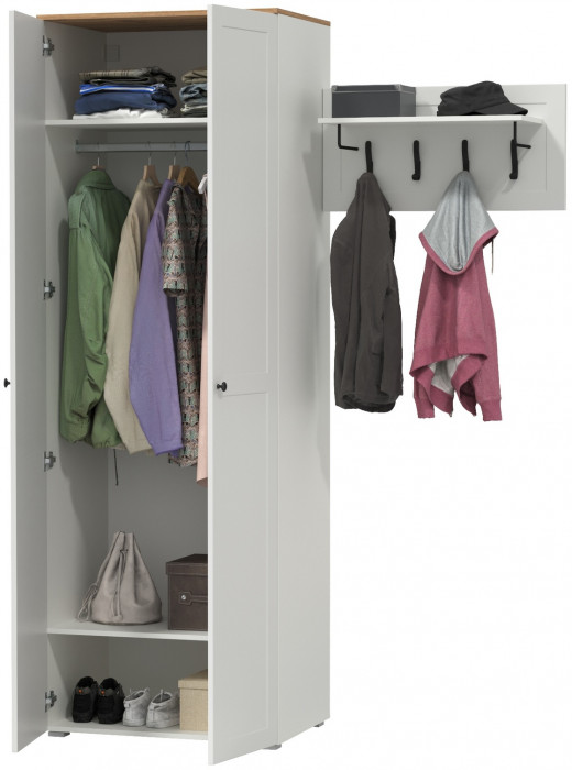 Остин Прихожая 08, цвет белый шагрень/дуб крафт золотой, ШхГхВ 159,7х54,3х229,6 см., универсальная сборка