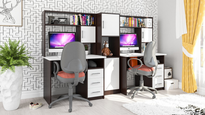 С-МД-СК9 Компоновка № 04, цвет венге/белый шагрень, ШхГхВ 247х70х160 см., НЕ универсальная сборка