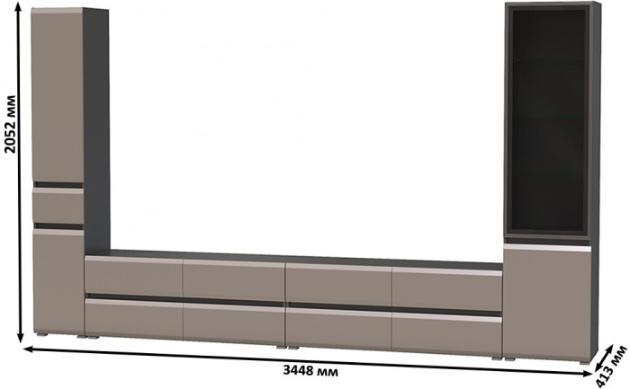 Сидней Комплектация № 135, корпус: антрацит/фасады: МДФ веллюто капучино