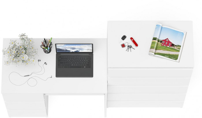 Мори компьютерный стол МС-6 левый + Комод МК700.5, белый