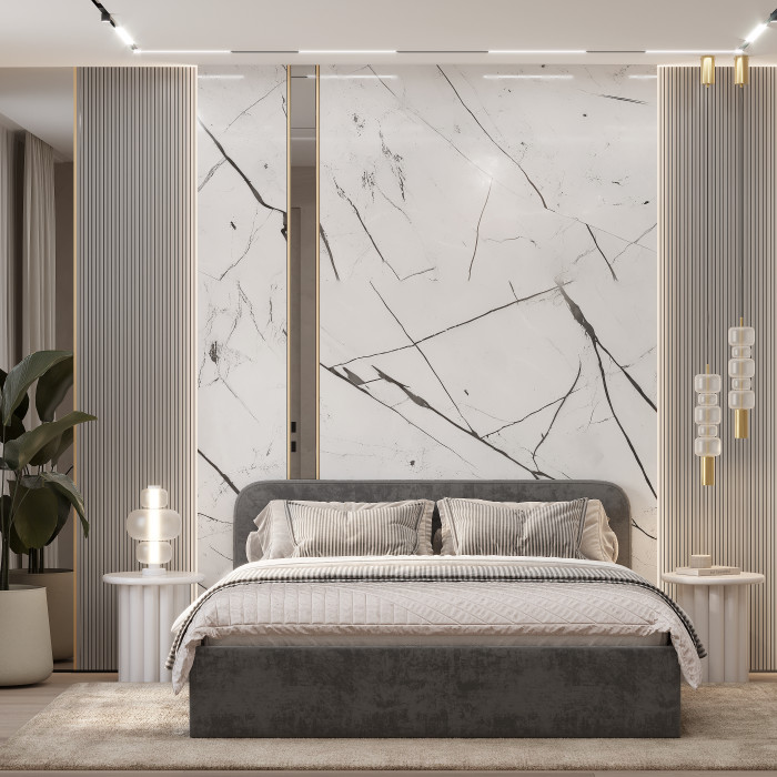 Кровать с основанием ЛДСП Лофт КР-18 (1,6м), Хром