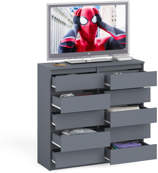 Мори Комод МК1200.10, цвет графит, ШхГхВ 120,4х41х115 см.