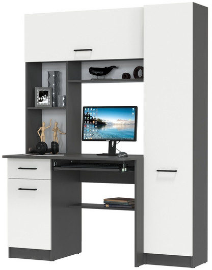 Стол рабочий 6-0603Мграф/бел Альфа, графит/белый