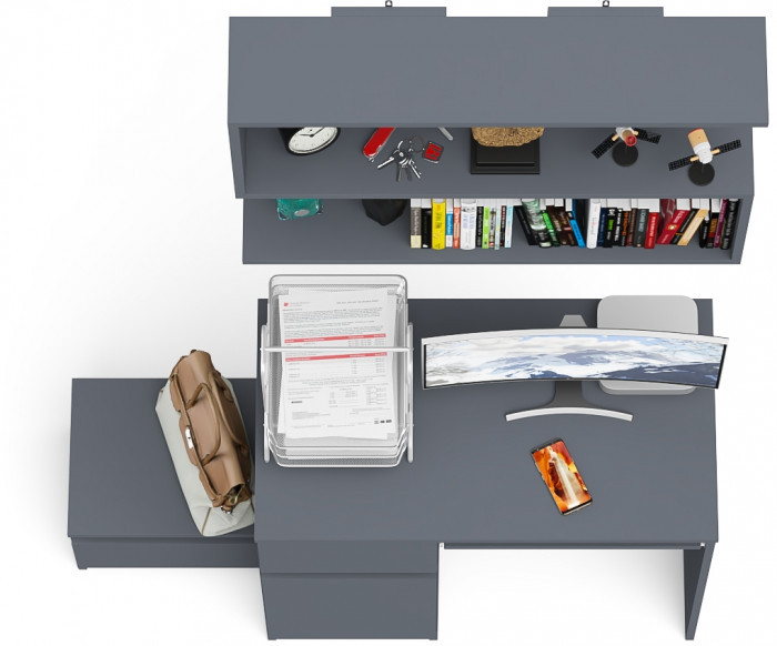 Мори компьютерный стол МС-1 левый + Тумба ТМП400.1 + Полка 900, графит