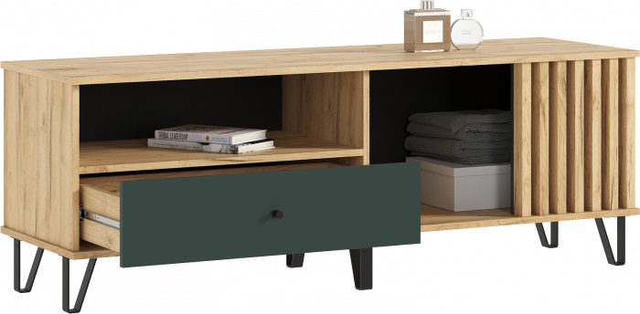 Роджина Тумба ТВ 1500, Дуб крафт/Изумрудный