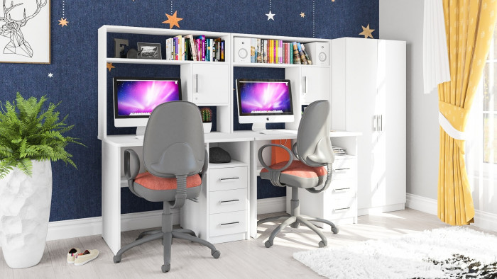 С-МД-СК9 Компоновка № 05, цвет белый шагрень, ШхГхВ 274х70х160 см., НЕ универсальная сборка