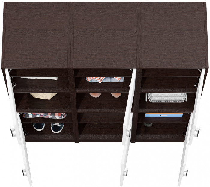 Три Пенала С-МД-СК9П к компьютерному столу С-МД-СК9, цвет венге/белый шагрень, ШхГхВ 129х45х160 см., универсальная сборка