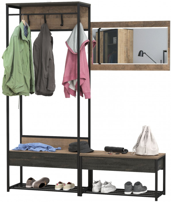 Трувор Прихожая 214, цвет дуб гранж песочный/интра, ШхГхВ 160х36,6х194,2 см., универсальная сборка