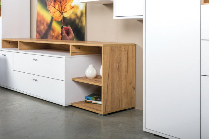 Бэль 10.92 Тумба, цвет дуб крафт золотой/белый премиум, ШхГхВ 171х43х52,8 см., НЕ универсальная сборка