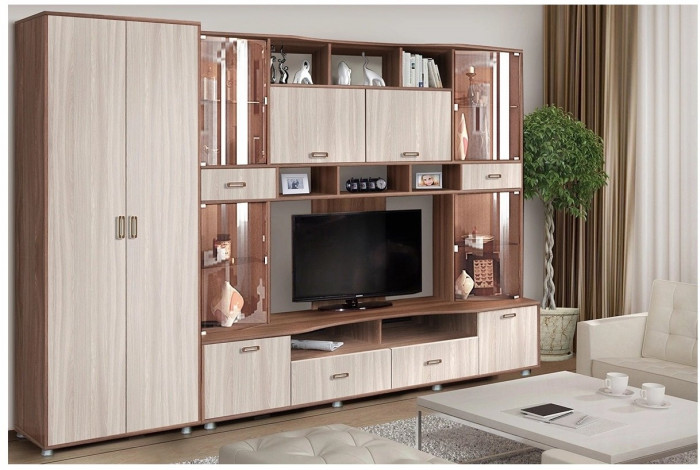 Гостиная Аллегро ЛДСП Вариант 4 + шкаф (Венге / Белфорт)