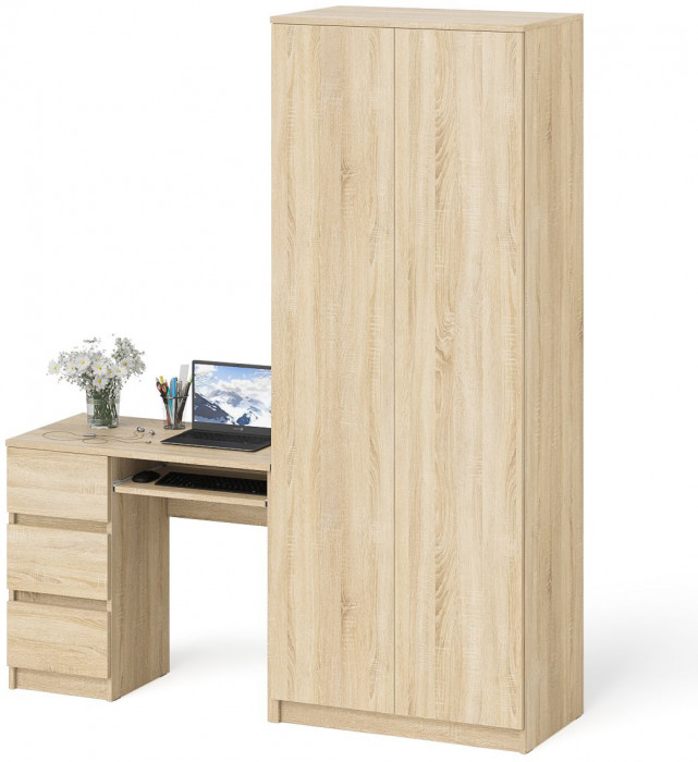 Мори Стол компьютерный МС-6 левый + Шкаф МШ800.1, цвет дуб сонома, ШхГхВ 170,4х50,4х209,6 см., выдвижные ящики слева, НЕ универсальная сборка