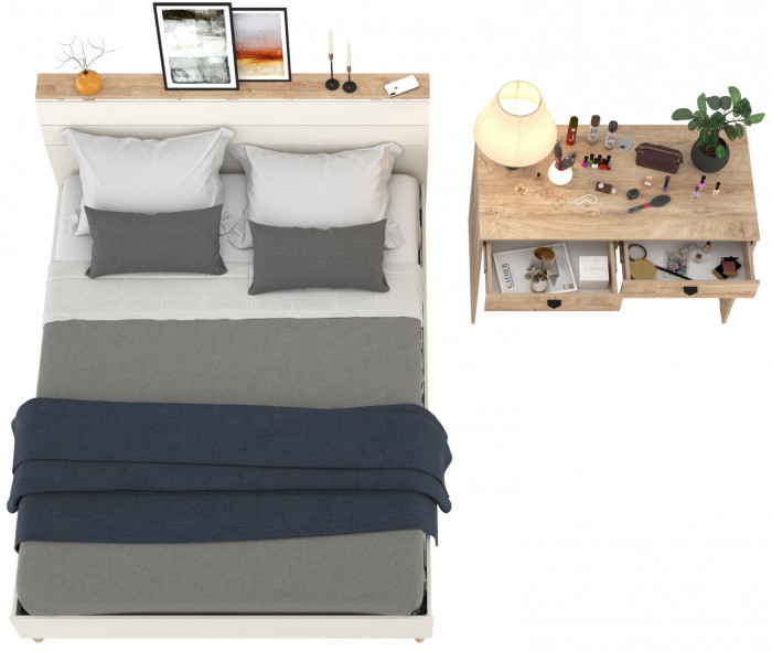 Муссон Кровать 11.41 + ортопед + Бостон 12.69, цвет дуб эндгрейн элегантный, сп. м. 1600х2000 мм., б/м