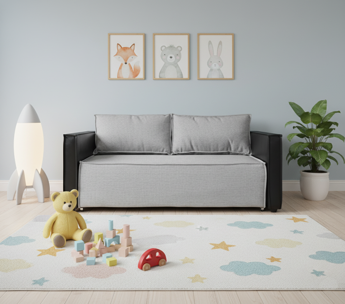 Диван-аккордеон Барон 160х200, рогожка, серый