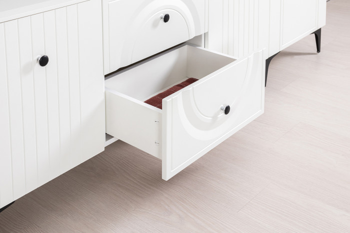 Валенсия Гостиная № 085, ЛДСП белый шагрень/МДФ белый шагрень