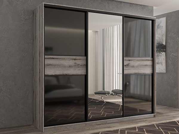 Шкаф-купе Кааппи 9 Эвок Окаменелый 220х45х230 см