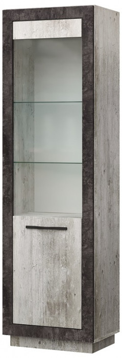 Шкаф-витрина (правое исп.) "Эстель" - Сосна шале/Бетон спаркс