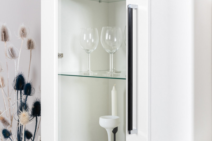 Валенсия Гостиная № 099, цвет ЛДСП белый шагрень/МДФ белый шагрень, ШхГхВ 272,3х38,4х225,2 см., ниша для ТВ 133х38х90 см., универсальная сборка