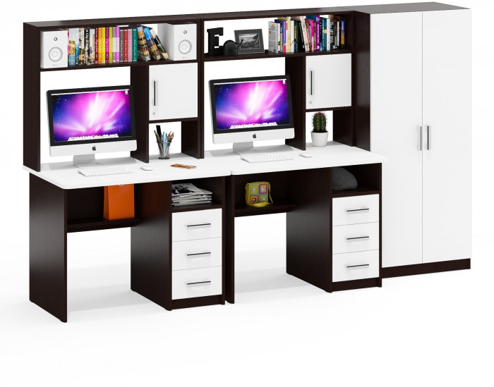 С-МД-СК9 Компоновка № 05, цвет венге/белый шагрень, ШхГхВ 274х70х160 см., НЕ универсальная сборка