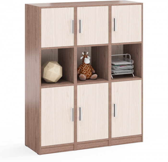 Три Пенала С-МД-СК9П к компьютерному столу С-МД-СК9, цвет ясень шимо светлый/ясень шимо тёмный, ШхГхВ 129х45х160 см., универсальная сборка