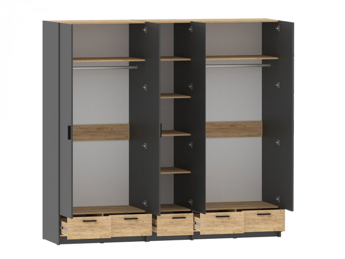 Спальня Оттавия 5 с зеркалами Антрацит / Дуб золотой