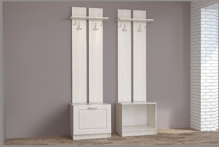 Иннес-6 МДФ Вешалка с обувницей 2 (Бодега белая/Сандал белый)