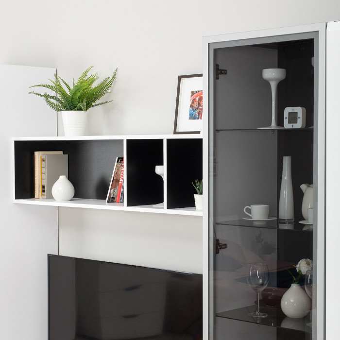 Сидней Комплектация № 028, корпус белый/чёрный/фасады МДФ белый глянец