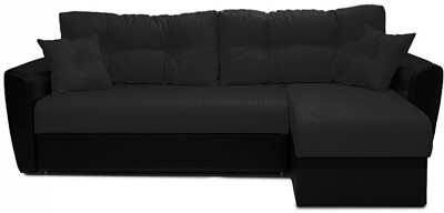 Диван УГЛОВОЙ Амстердам велюр черный экокожа черная 160
