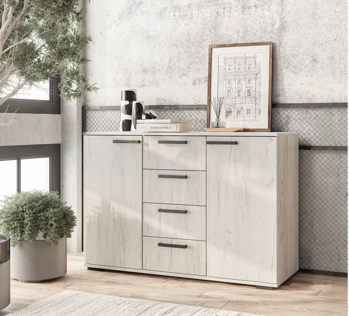 Комод Стандарт-2, Дуб крафт белый