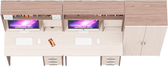 С-МД-СК9 Компоновка № 05, цвет ясень шимо светлый/ясень шимо тёмный, ШхГхВ 274х70х160 см., НЕ универсальная сборка